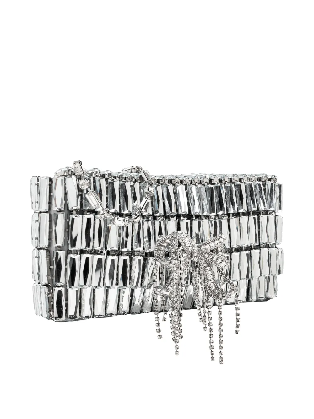 Self-Portrait mini bow-embellishment clutch bag Zilver