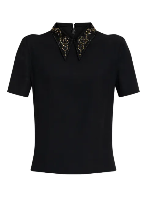 Versace embellished-collar short-sleeve blouse