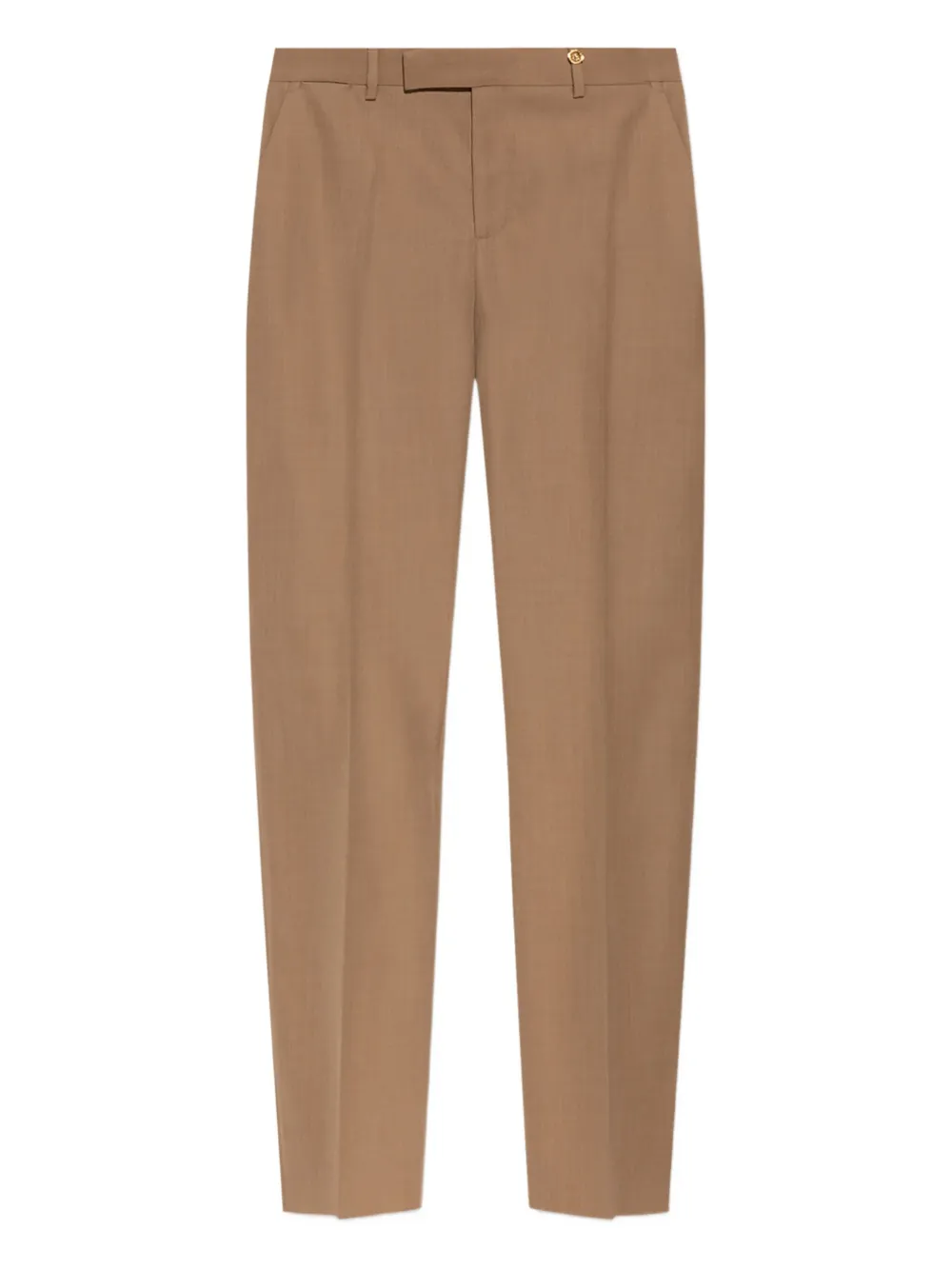 Versace Wollen broek met gouden knoop Beige