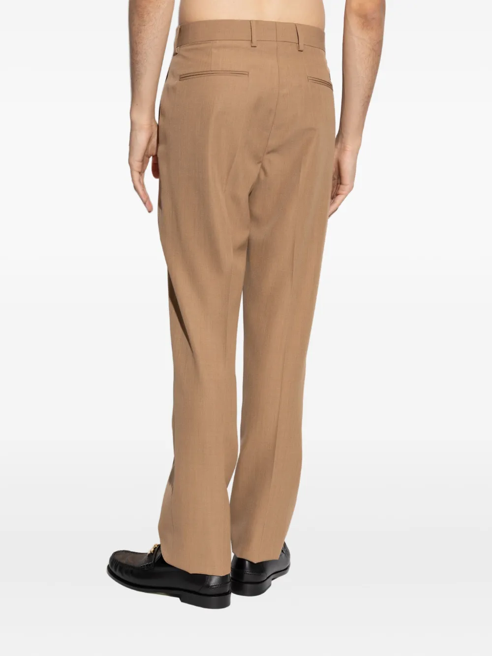 Versace Wollen broek met gouden knoop Beige