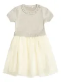 Self-Portrait Kids embellished-collar tulle dress - Grey