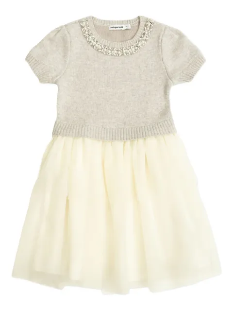 Self-Portrait Kids embellished-collar tulle dress
