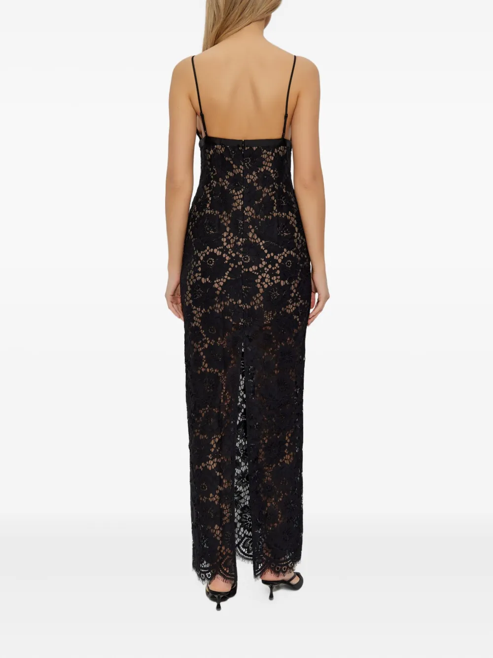 Self-Portrait lace-panelled maxi dress Zwart