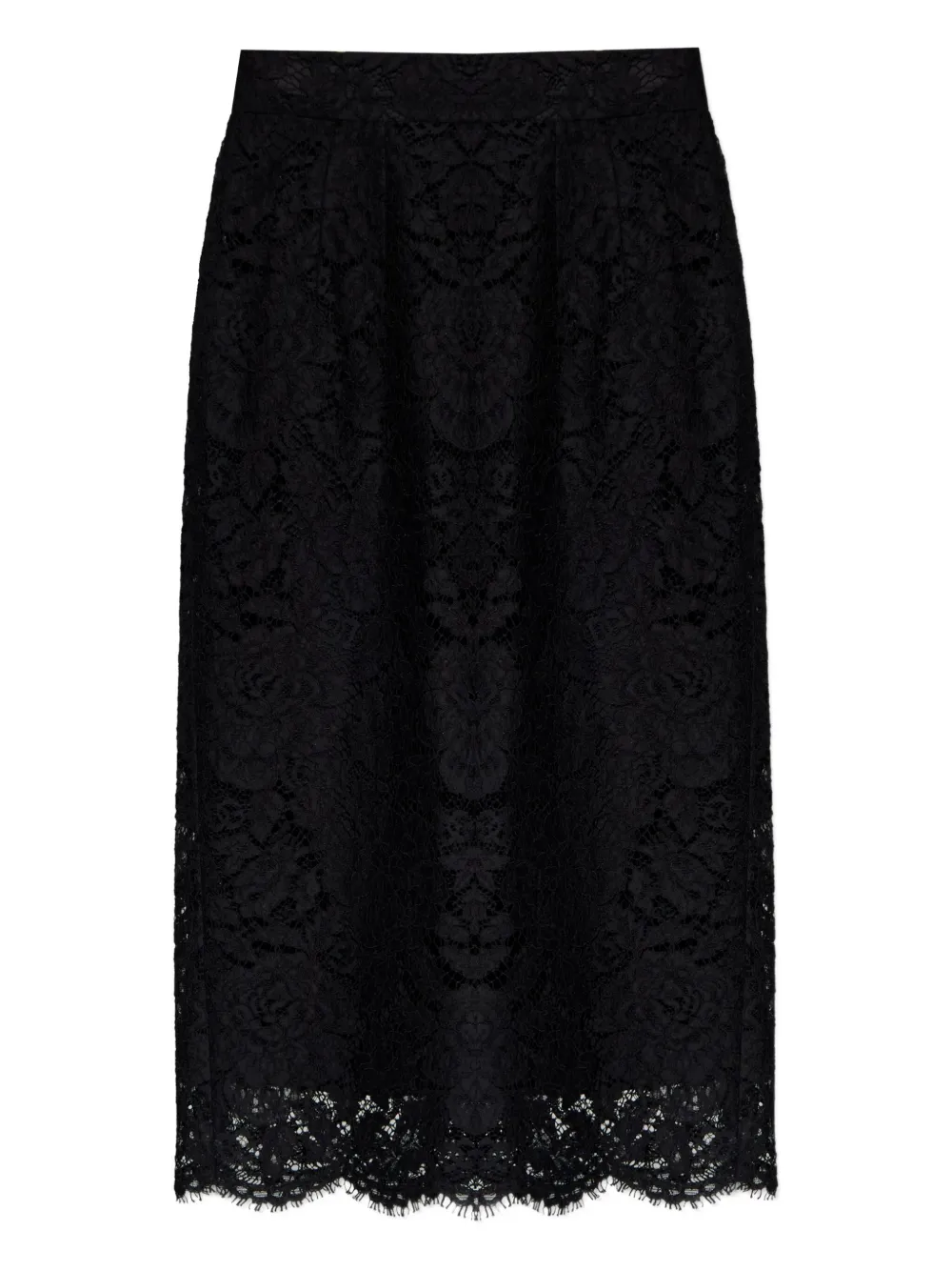 lace scalloped-hem midi skirt