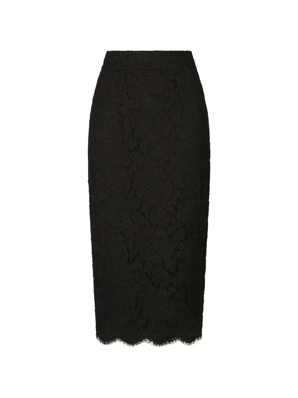 Dolce & Gabbana DNA midi-rok met gewelfde afwerking en kant Zwart