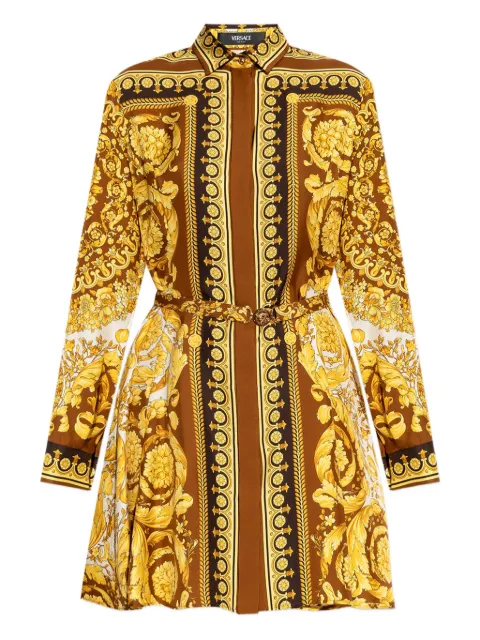 Versace silk belted mini shirt dress