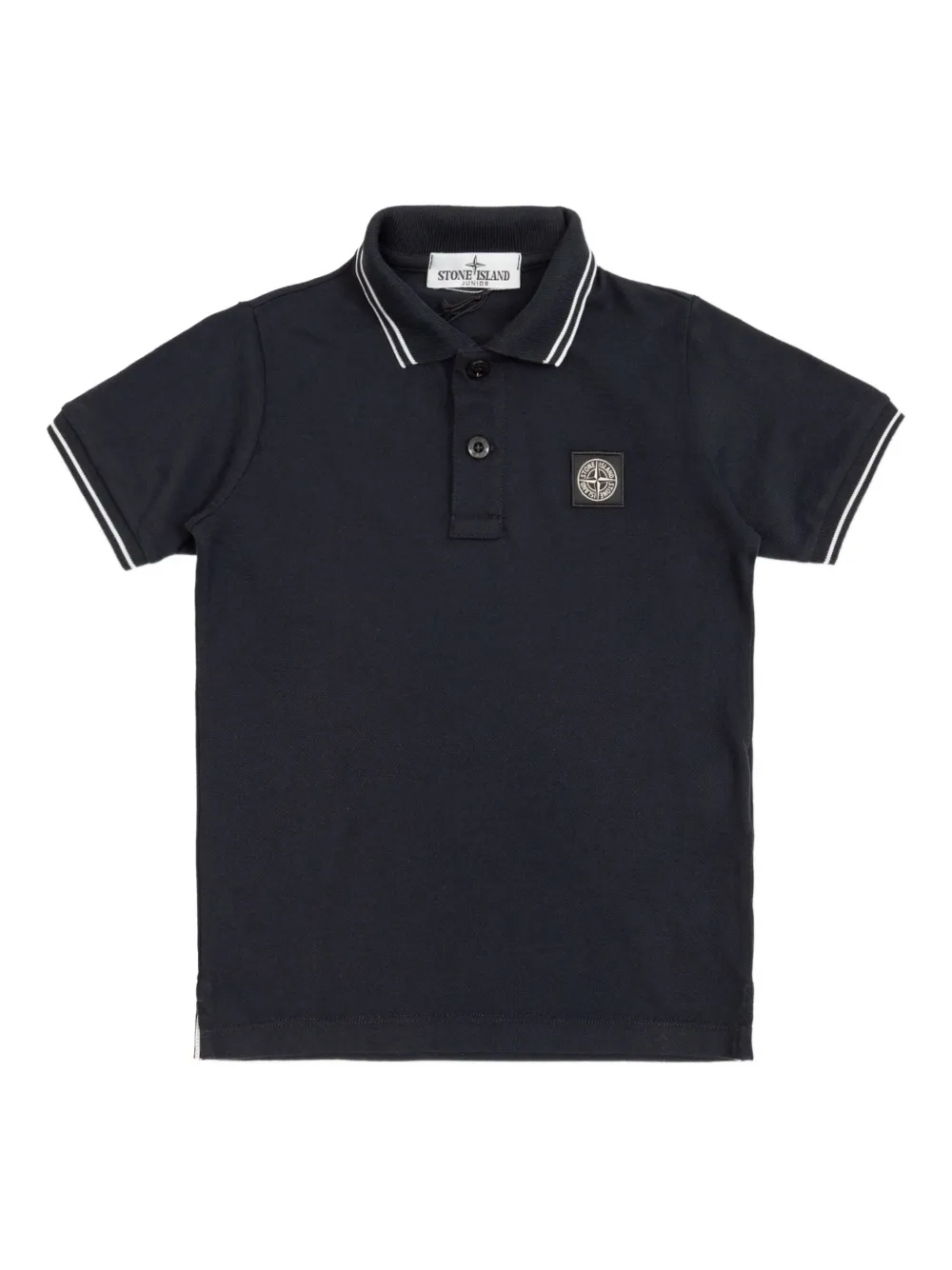 Stone Island Junior tipped collar polo shirt Zwart