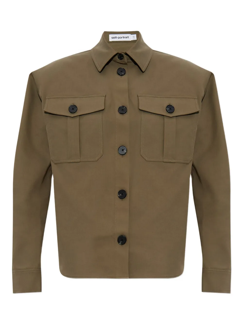 Self-Portrait padded-shoulder shirt Groen