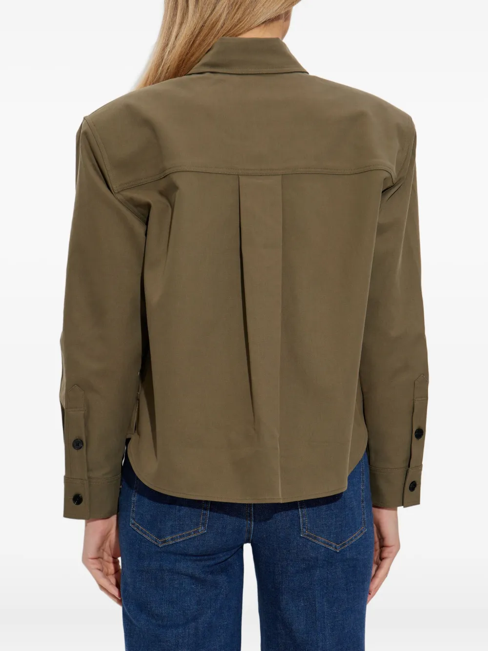 Self-Portrait padded-shoulder shirt Groen