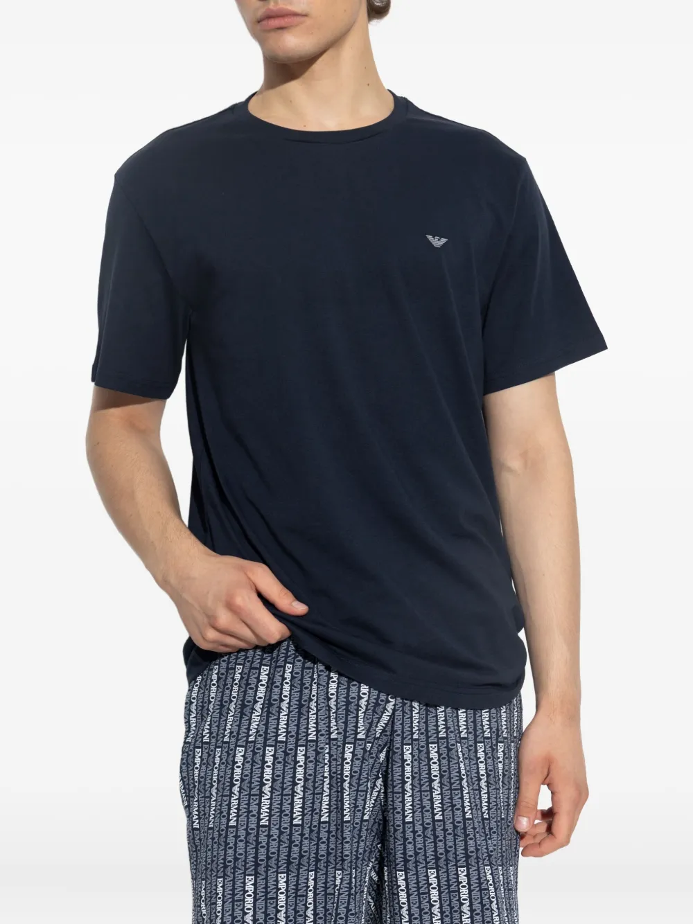 Emporio Armani logo-print pyjama set Blauw