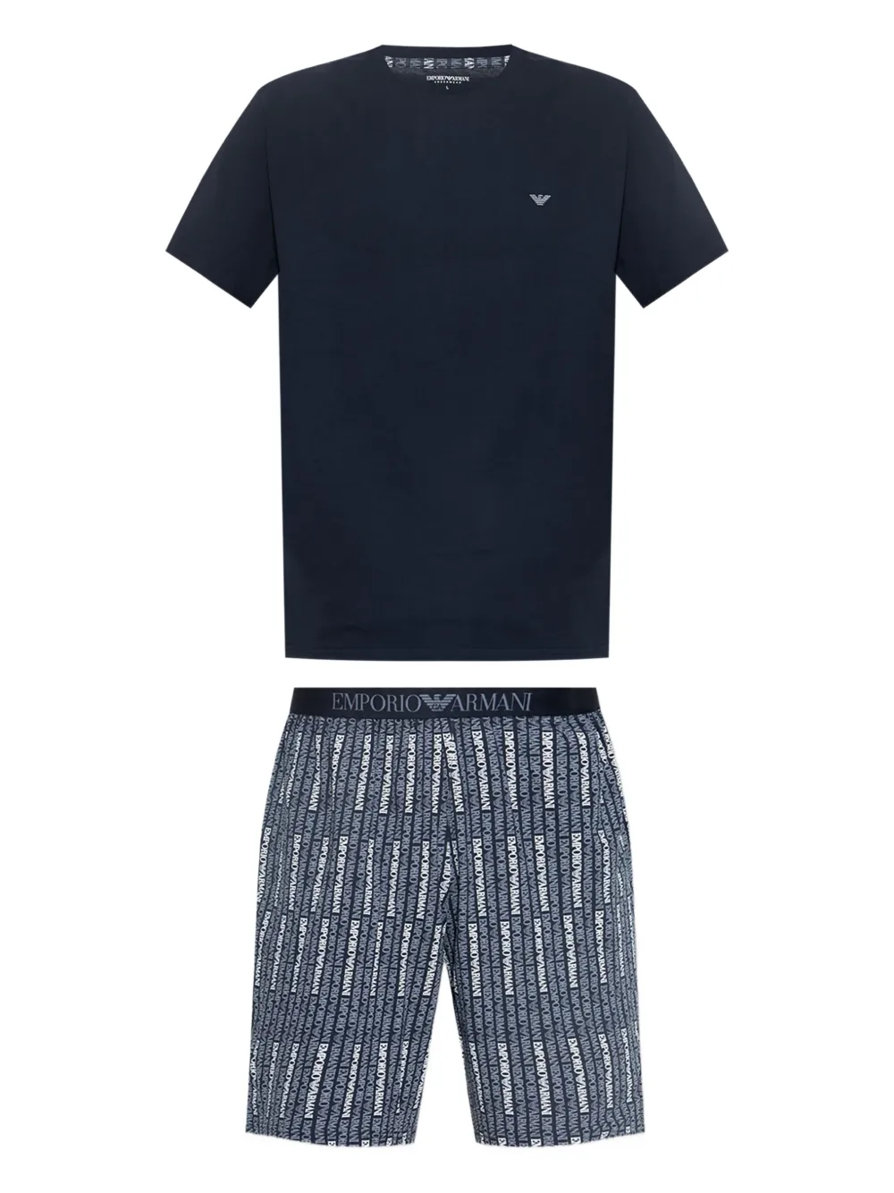 Emporio Armani logo-print pyjama set Blauw