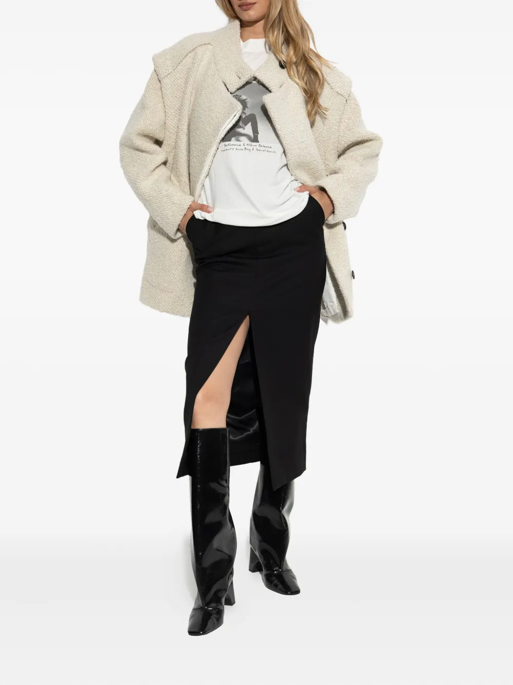 IRO asymmetric-closure wool-blend oversized coat Beige