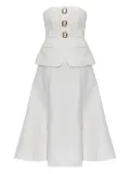 Self-Portrait pearl-button midi dress - White