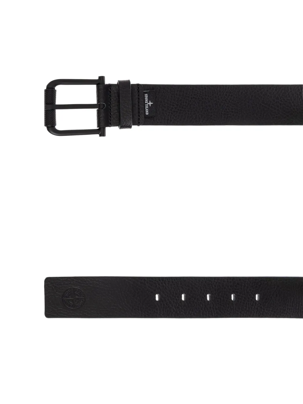 Stone Island debossed-logo leather belt Zwart