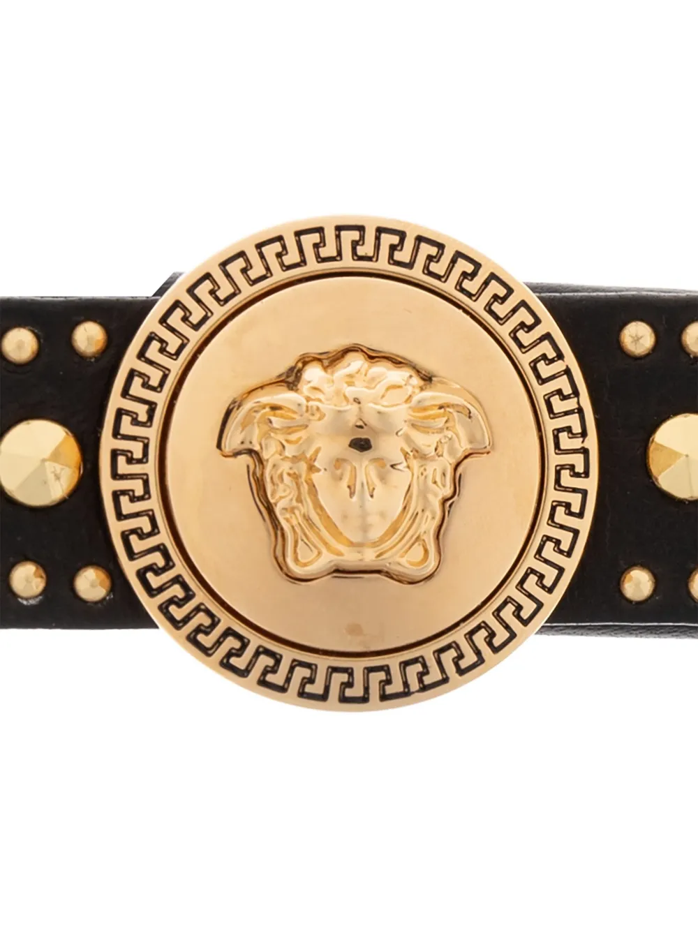 Versace Medusa leren haarclip met studs Zwart