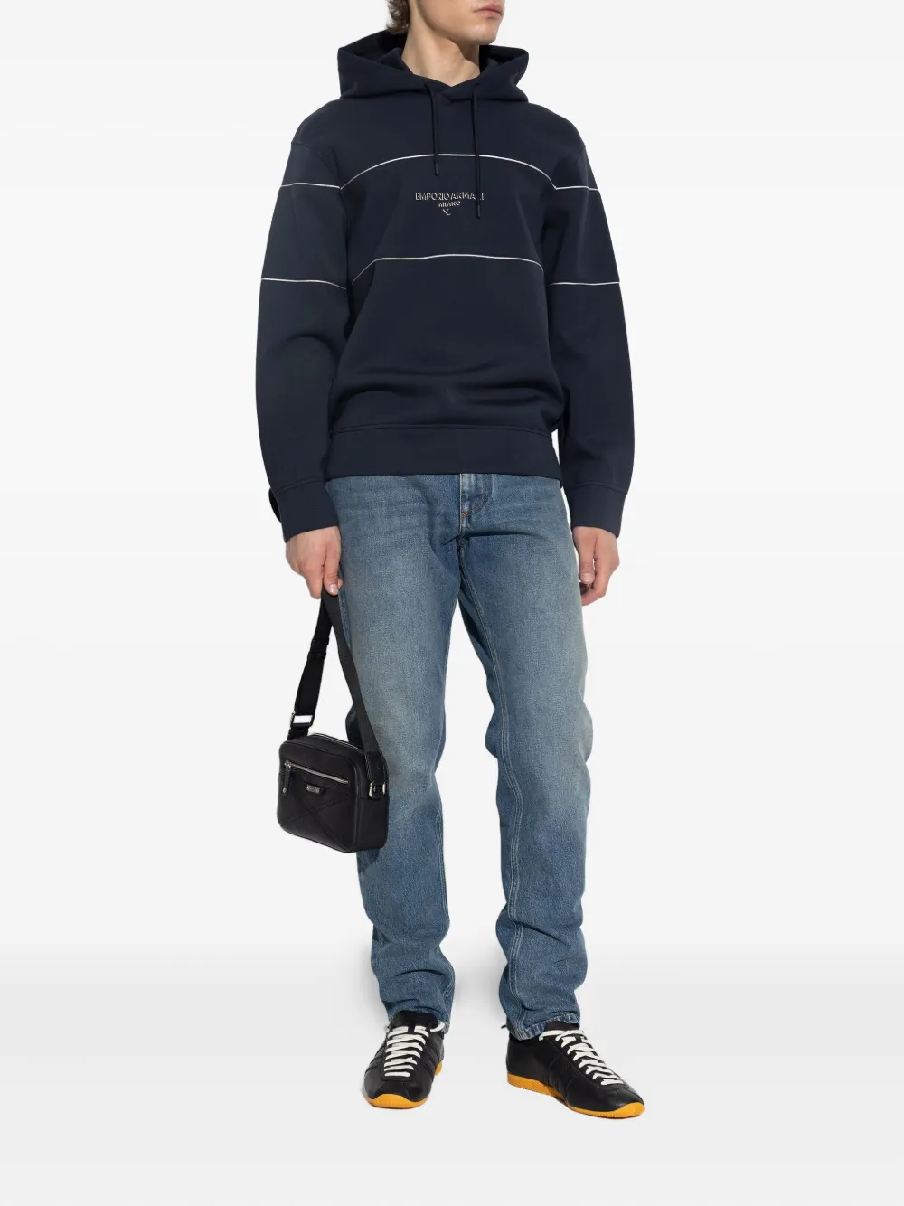 Emporio Armani logo-print hoodie Blauw