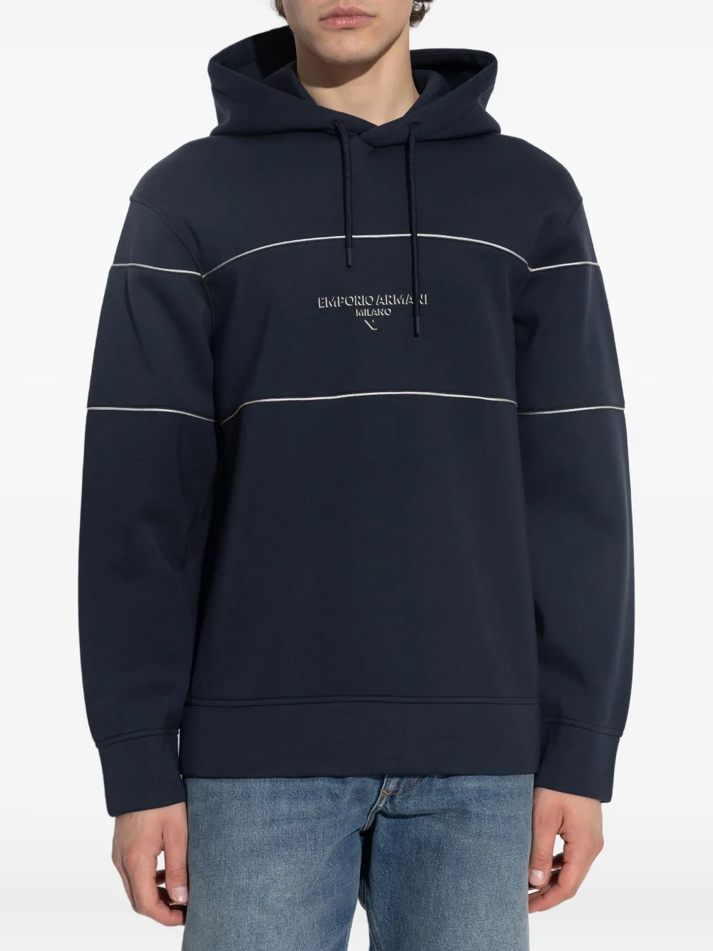 Emporio Armani logo-print hoodie Blauw