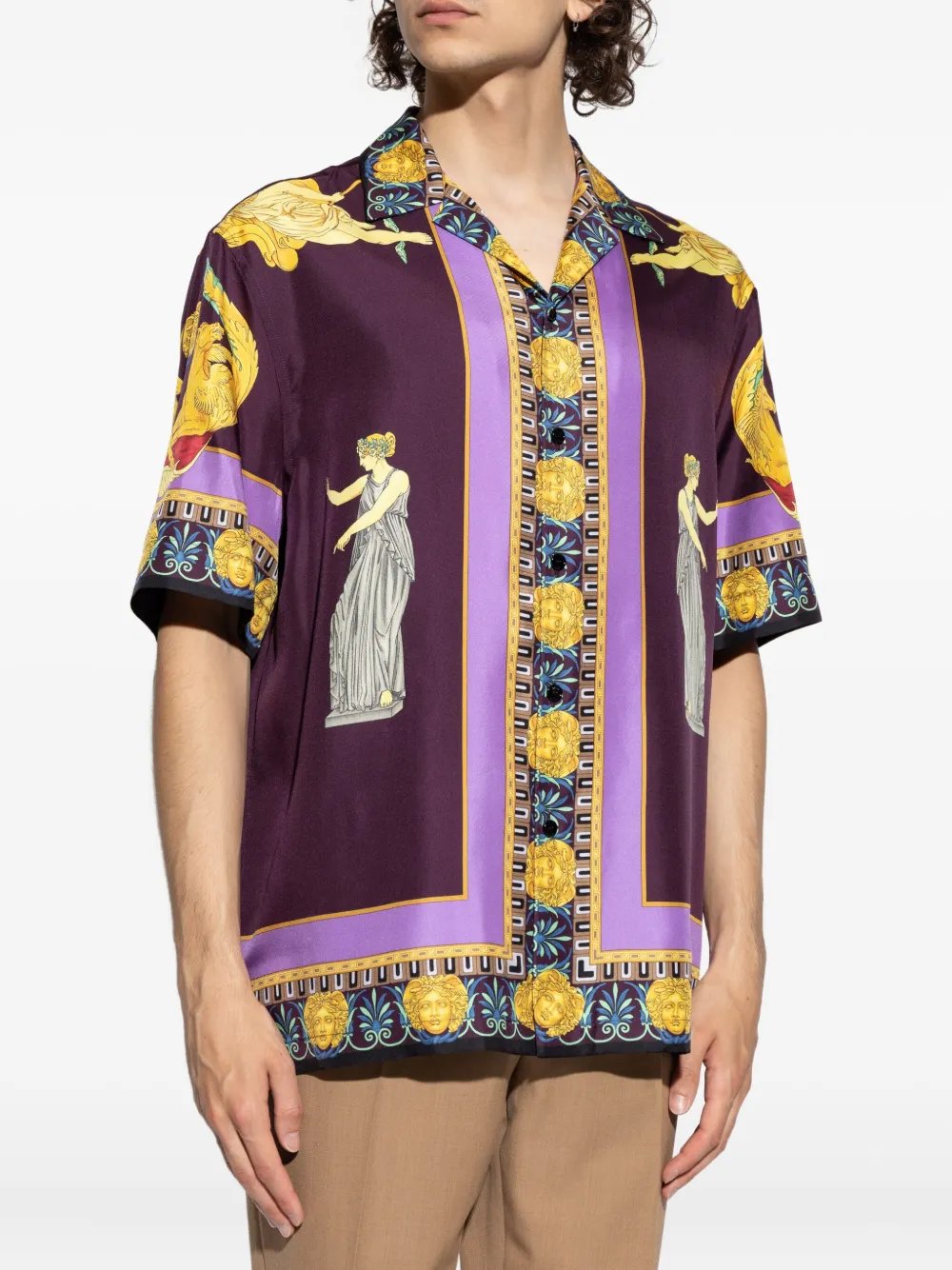 Versace Zijden overhemd met print Paars