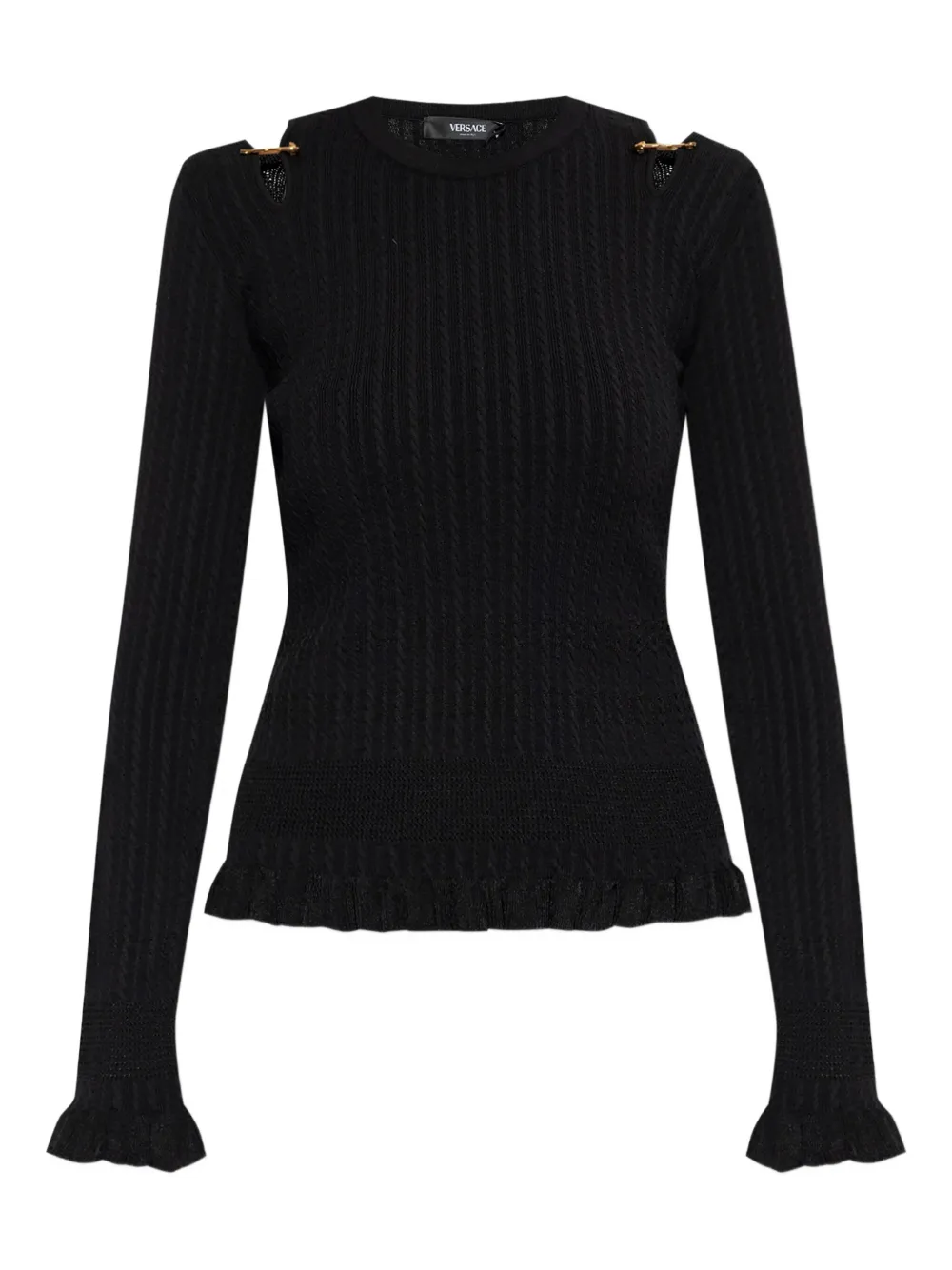 Versace cut-outs ruffled sweater Zwart
