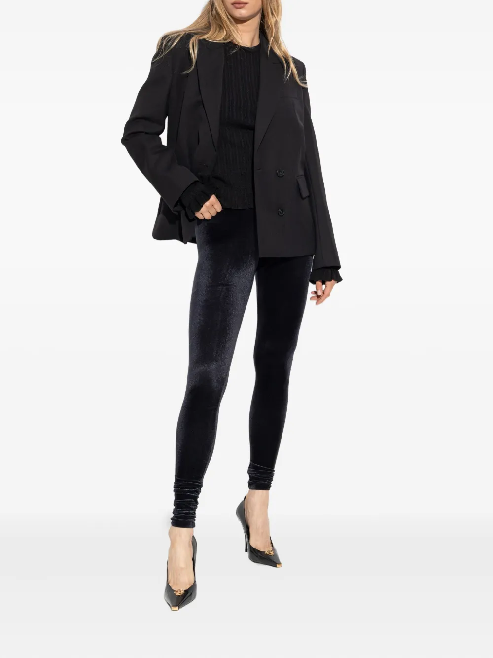 Versace cut-outs ruffled sweater Zwart