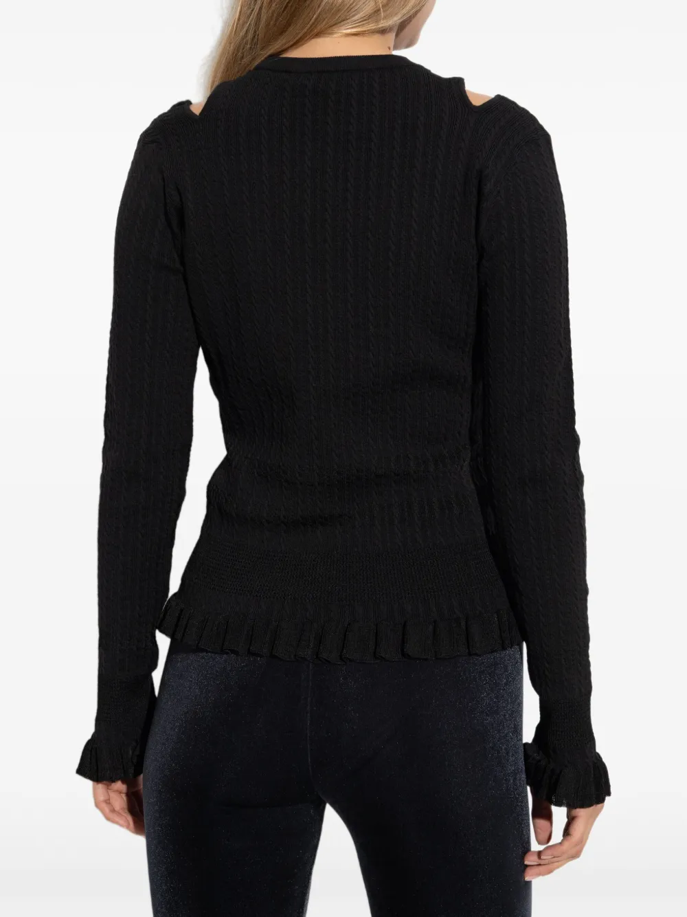 Versace cut-outs ruffled sweater Zwart