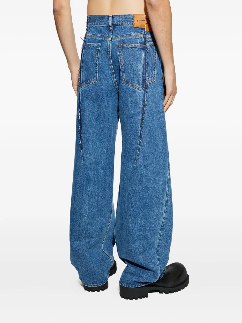 VETEMENTS Jeans met franje detail Blauw
