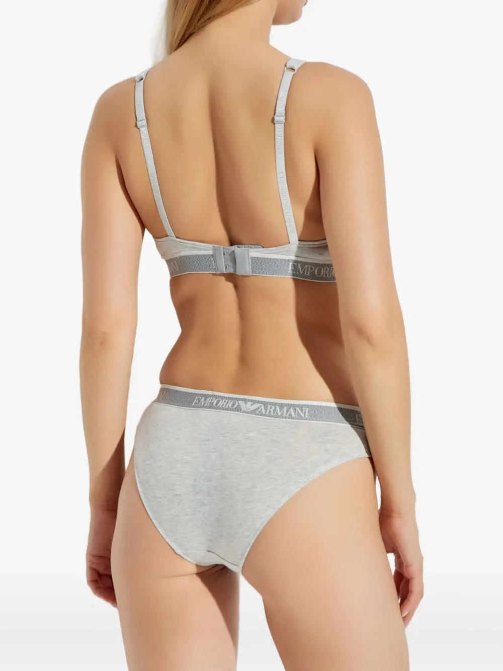  Emporio Armani Logo-band Bra - White 