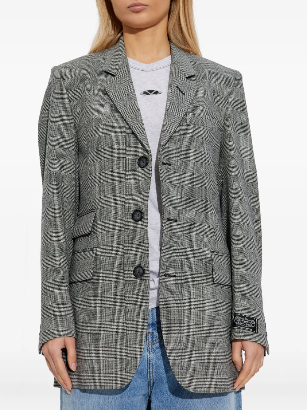 VETEMENTS check-pattern three-button blazer Grijs