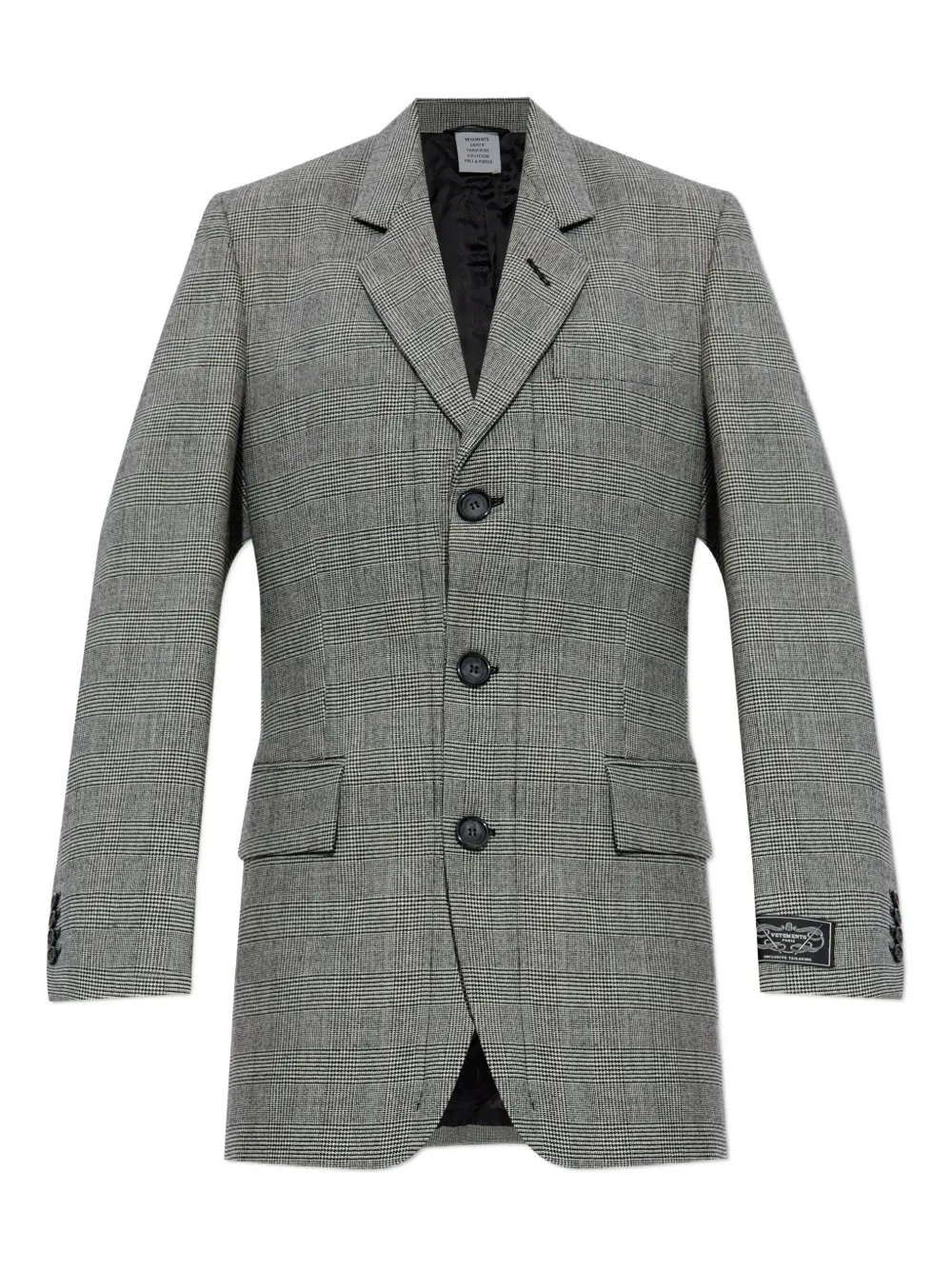 VETEMENTS check-pattern three-button blazer Grijs
