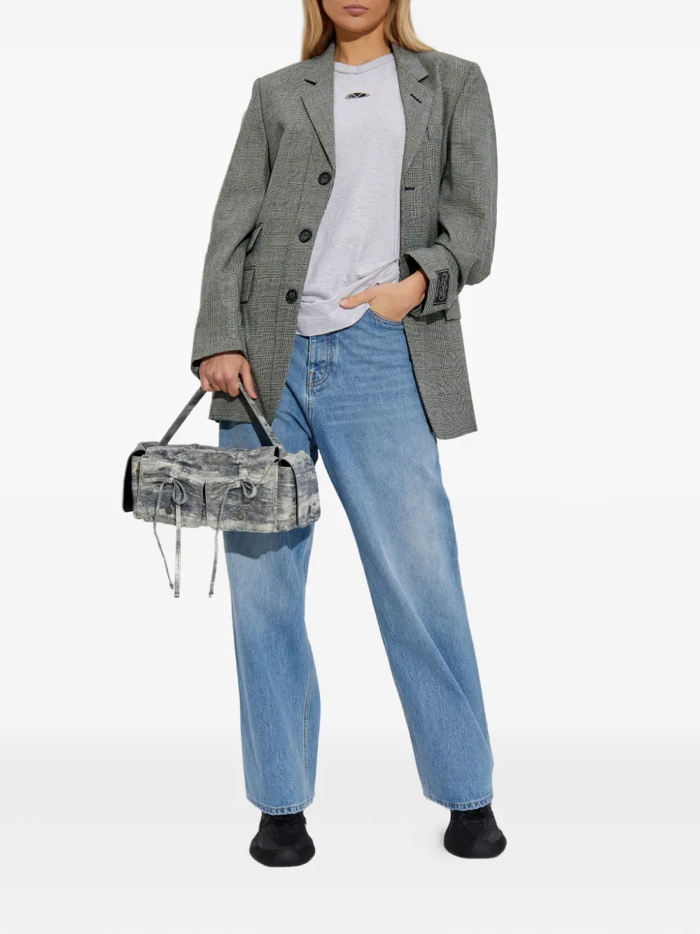 VETEMENTS check-pattern three-button blazer Grijs