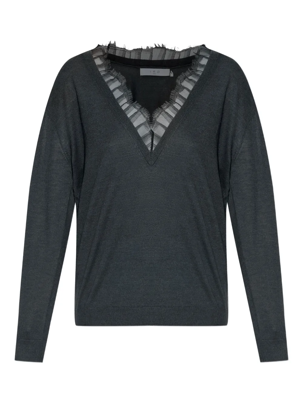 lace-insert wool sweater