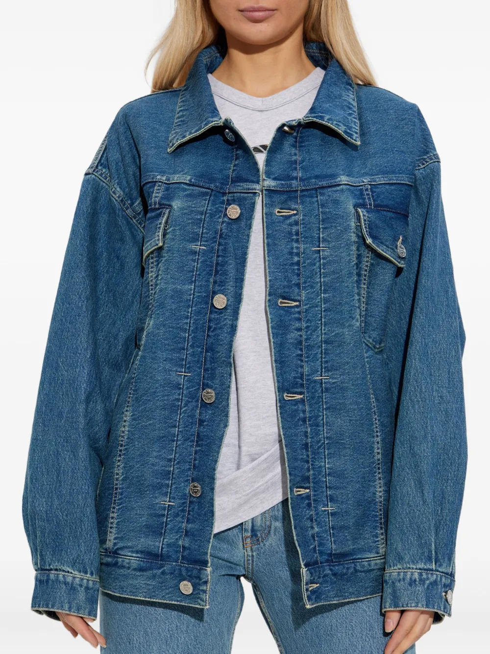 VETEMENTS button-fastening flap-pocket denim jacket Blauw