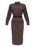 Self-Portrait buttoned-up belted dress - Brown