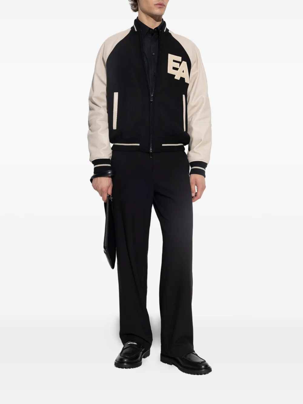 Emporio Armani leather-sleeved varsity jacket | Bomber Jackets | Image 2
