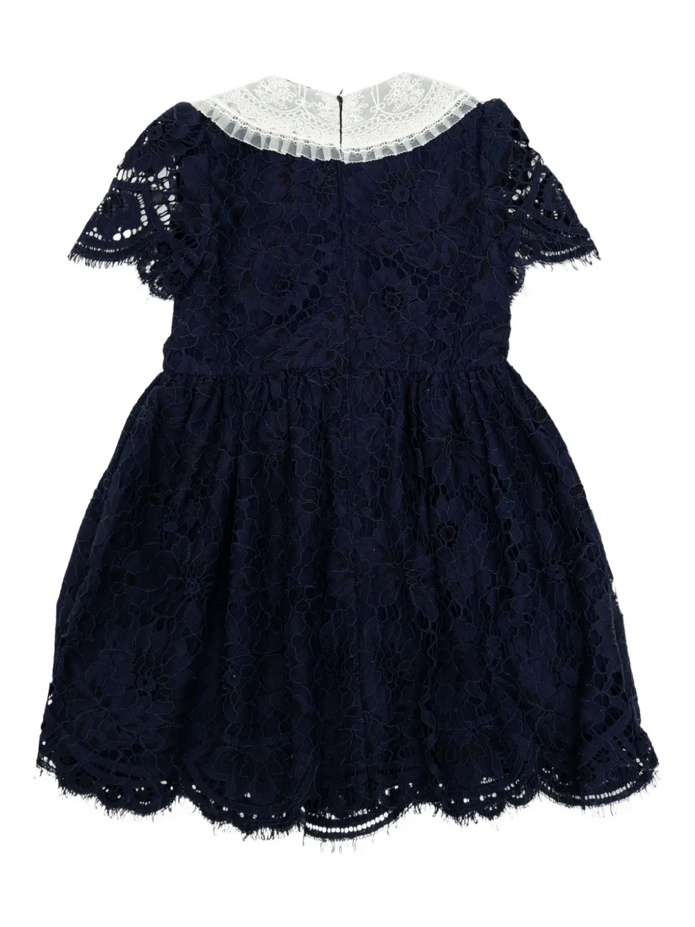 Self-Portrait Kids lace-collar dress Blauw