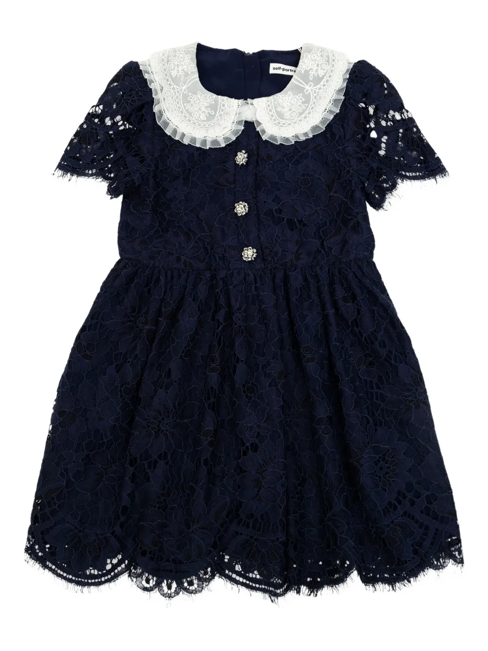 Self-Portrait Kids lace-collar dress Blauw