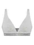 Emporio Armani logo-band triangle bra - Grey