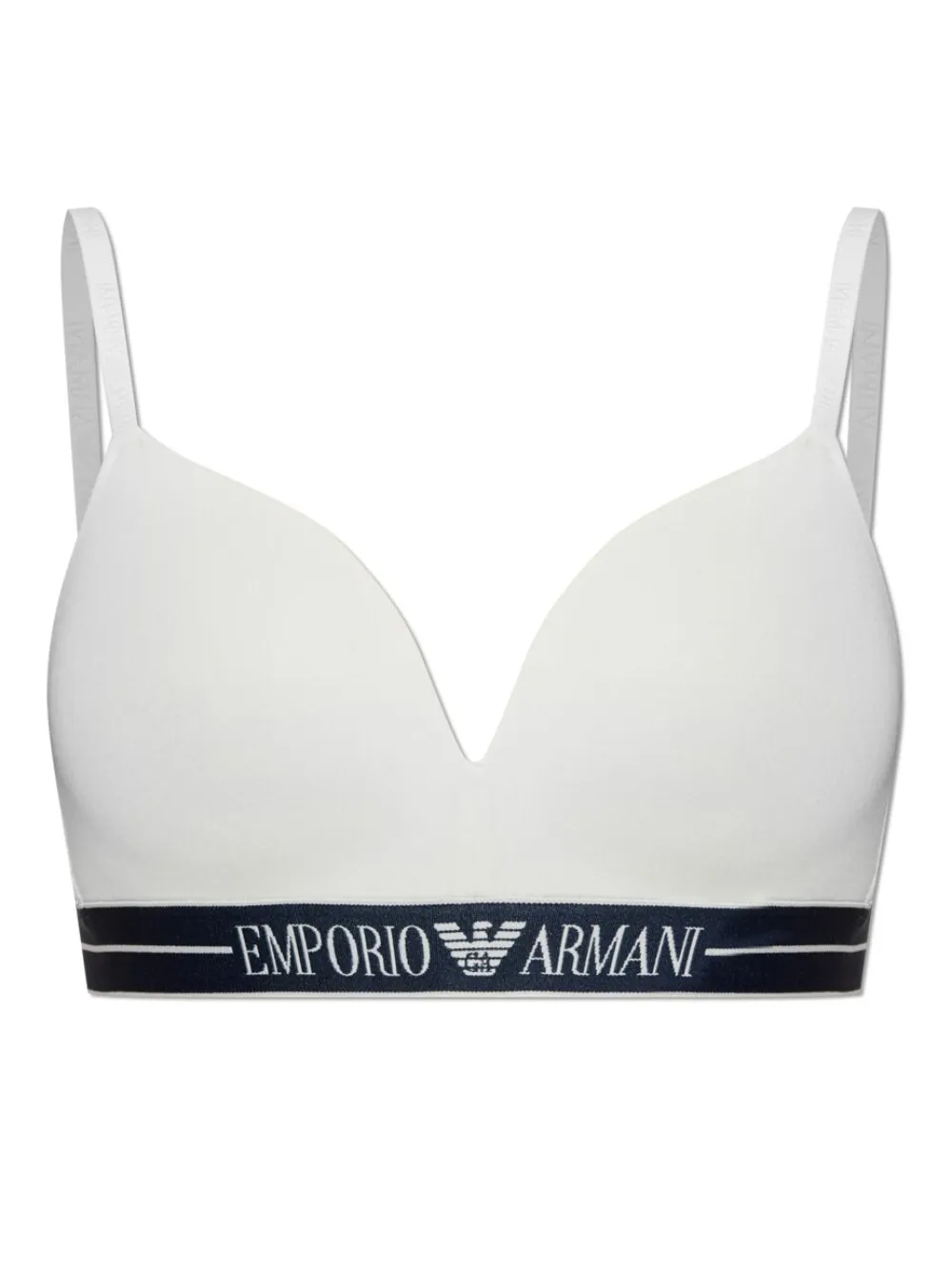 Emporio Armani logo-band triangle bra - Grigio