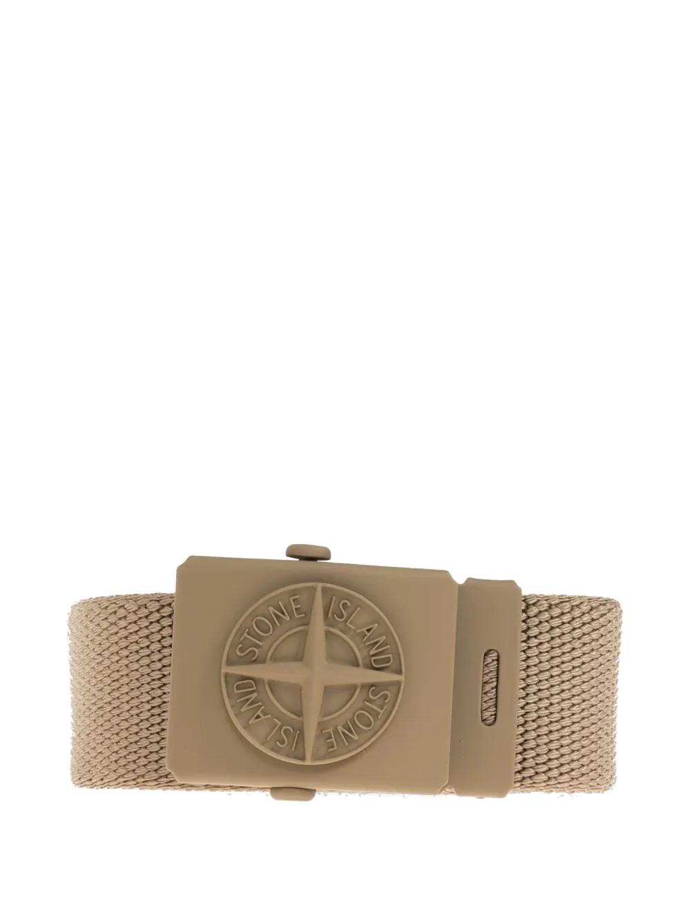 Stone Island Junior logo-plaque woven belt Beige