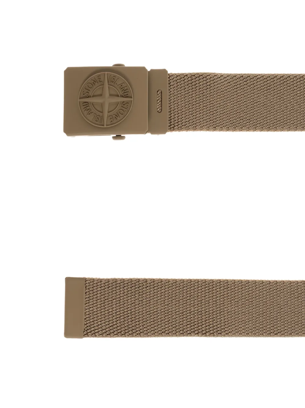 Stone Island Junior logo-plaque woven belt Beige