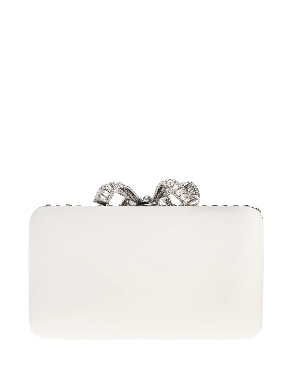 Self-Portrait Clutch verfraaid met kristallen en strik Wit