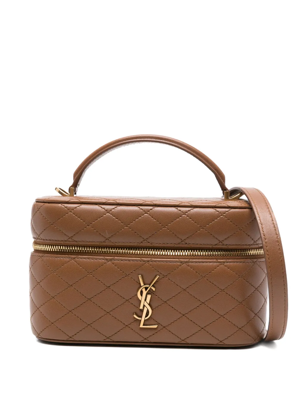 Saint Laurent Gaby Quilted Mini Tote Bag In Brown