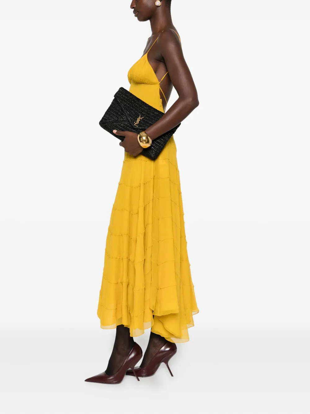 Saint Laurent Clutch met logoplakkaat - Zwart