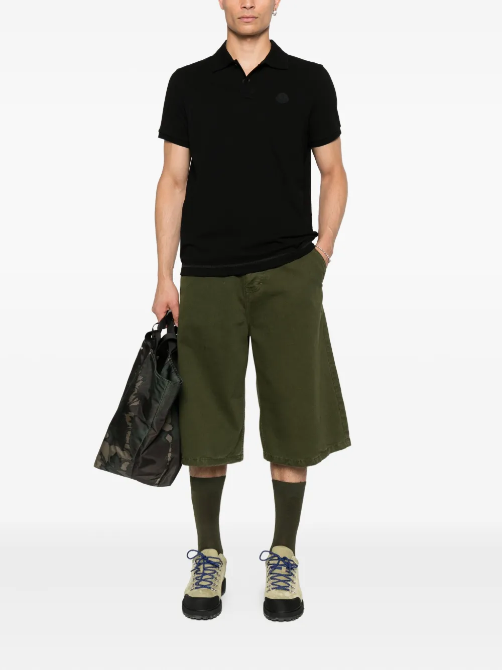 Moncler Poloshirt met logoplakkaat - Zwart