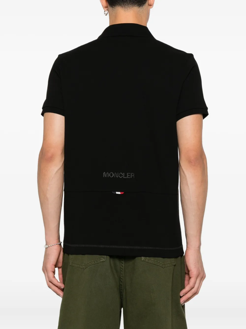 Moncler Poloshirt met logoplakkaat Zwart