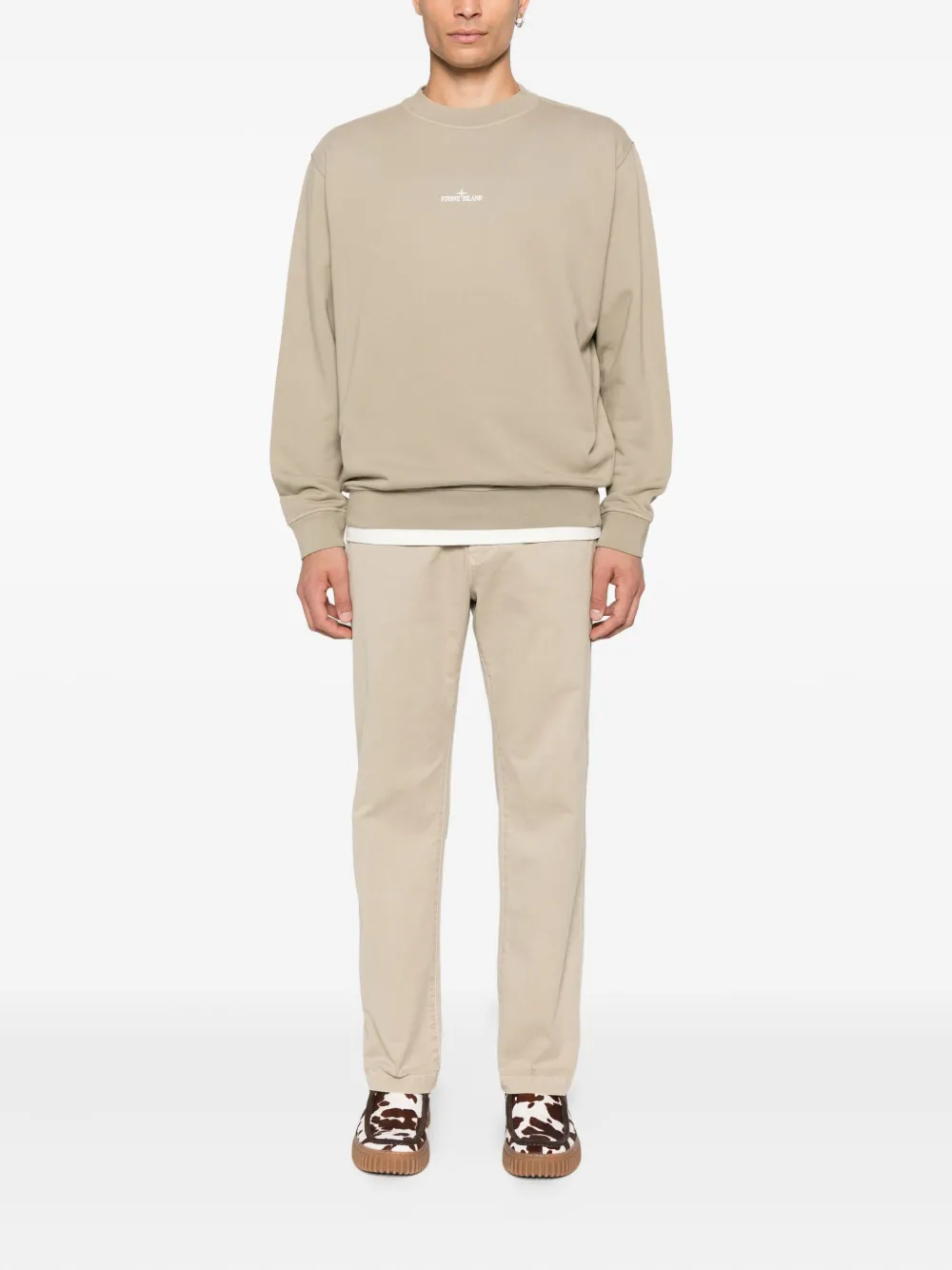 Stone Island Sweater met geborduurd logo - Beige