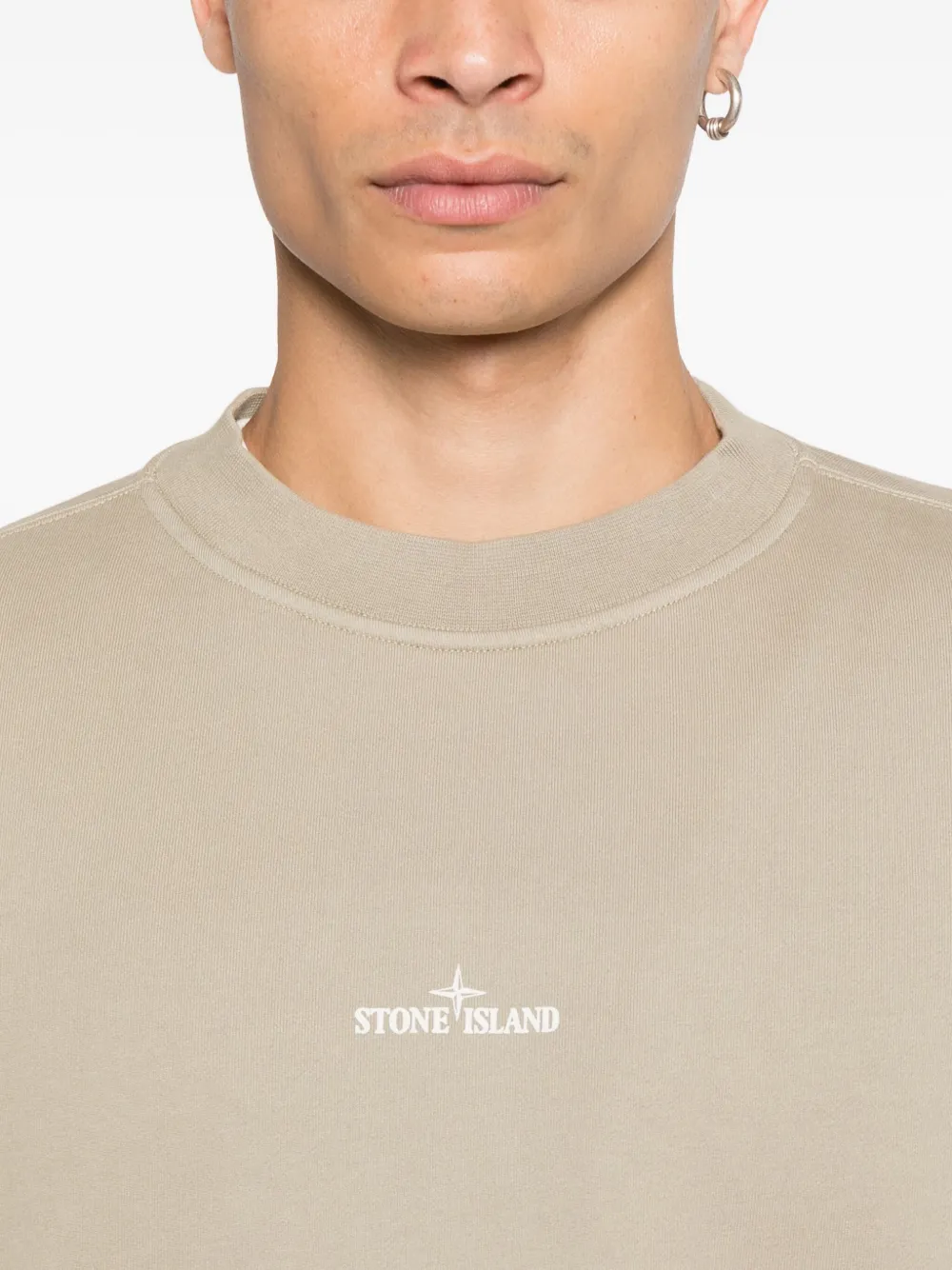 Stone Island Sweater met geborduurd logo Beige