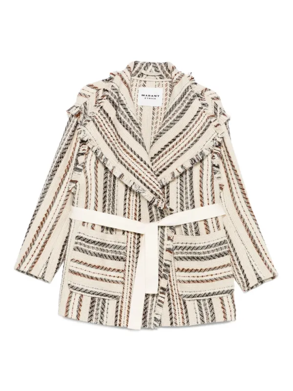 Marant Étoile Illisa Striped Fringed Jacket in Neutrals