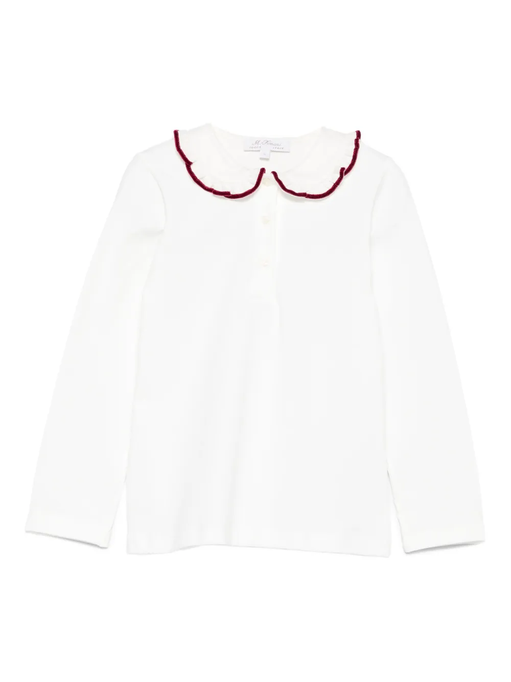 Mariella Ferrari bib-collar long-sleeve shirt Wit