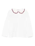 Mariella Ferrari bib-collar long-sleeve shirt - White